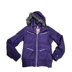 Burton Purple Snowboard Ski Jacket with Faux Fur Hood Size Medium